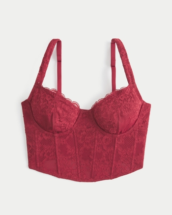 NWT HOLLISTER WOMENS GILLY HICKS PAPRIKA RED CROCHET STRAPPY LACE BRALETTE L
