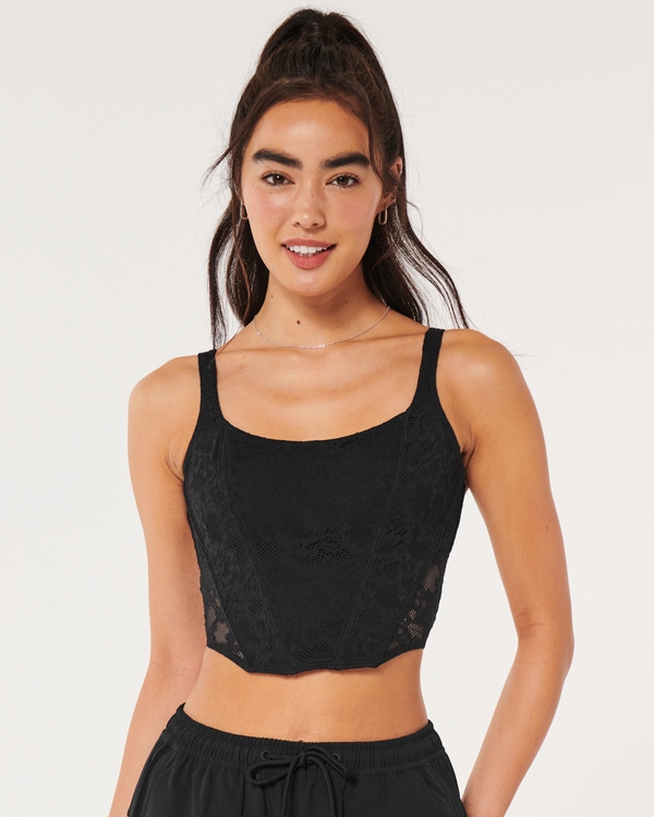 Gilly Hicks Hollister cropped top with lace back burnt orange sheer