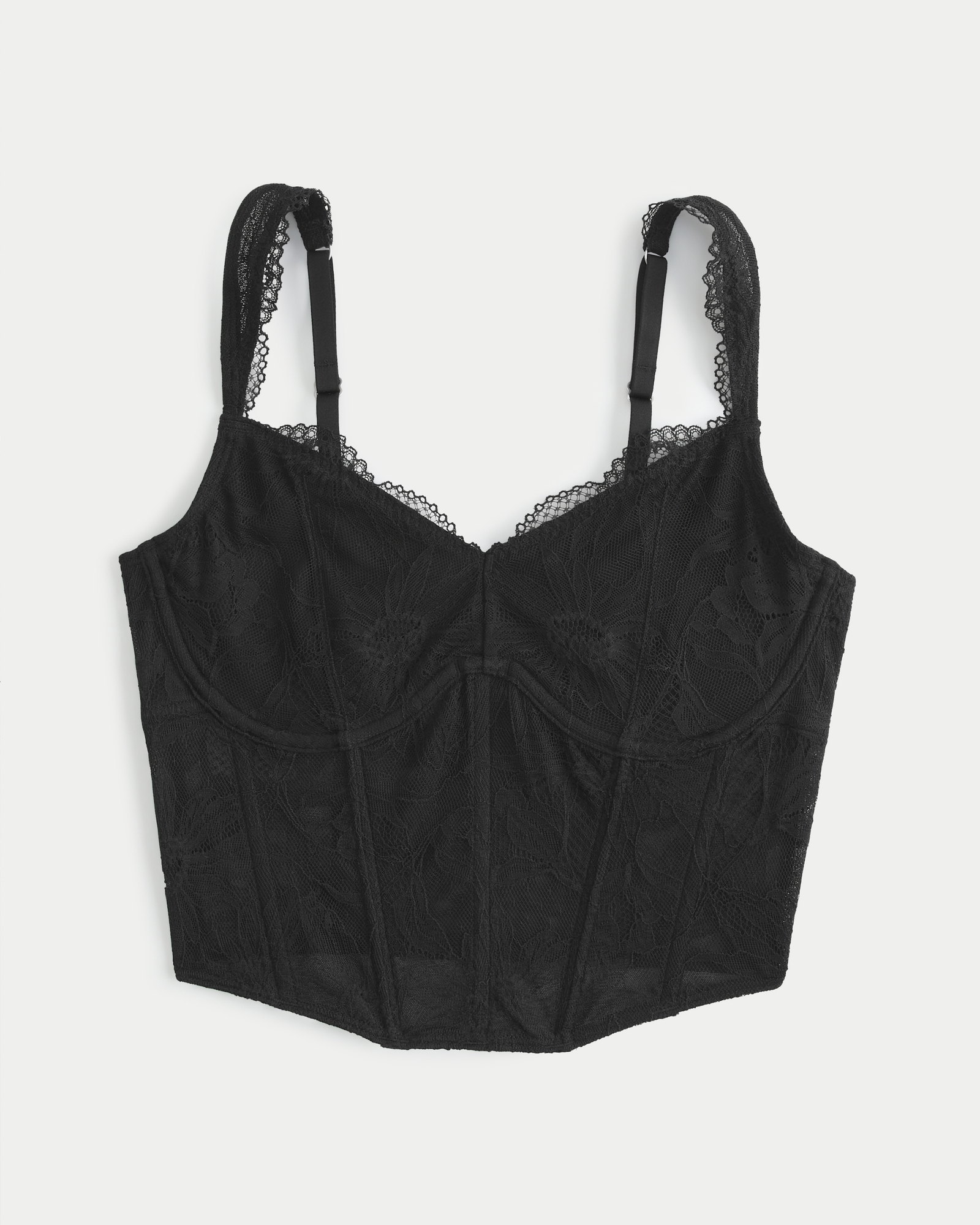 Gilly Hicks, Intimates & Sleepwear, Gilly Hicks Mesh Lace And Dot Black Longline  Bralette Bustier Szm