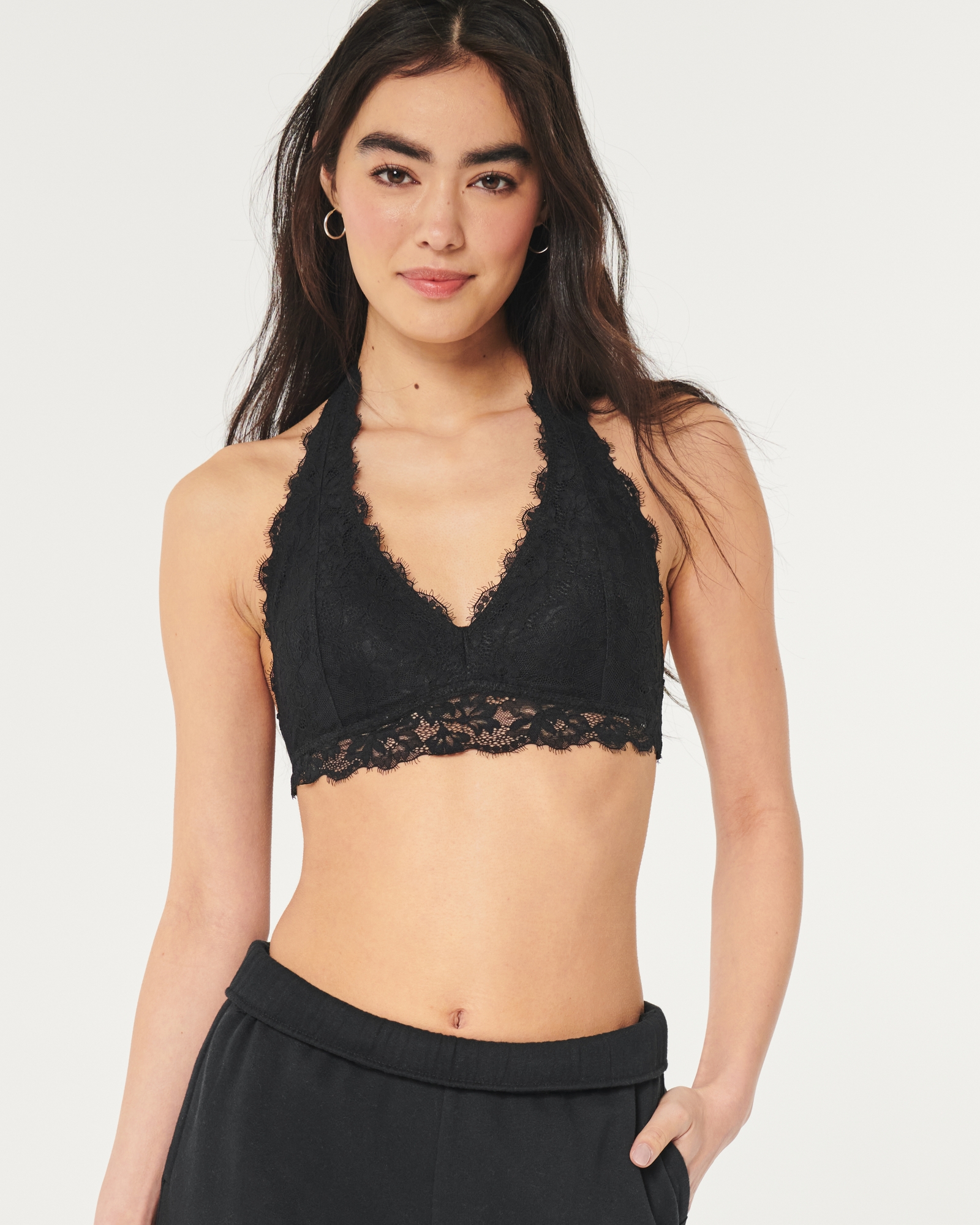 Lace Halter Bralette With Removable Pads from Hollister on 21 Buttons
