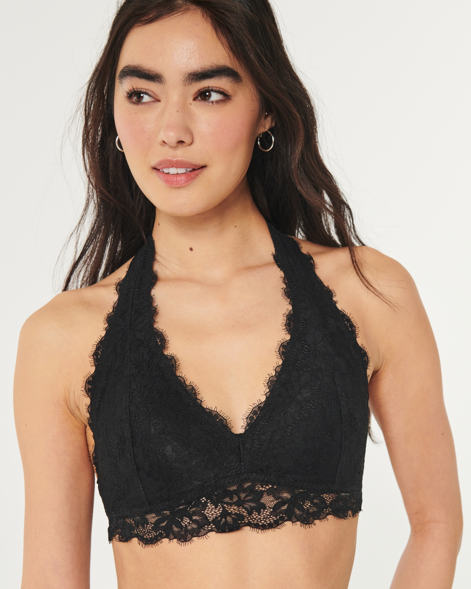 Hollister Gilly Hicks Removable-pads Lace Halter Bralette in Blue