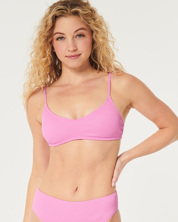 Gilly Hicks Ribbed V-Neck Bikini Top, Pink
