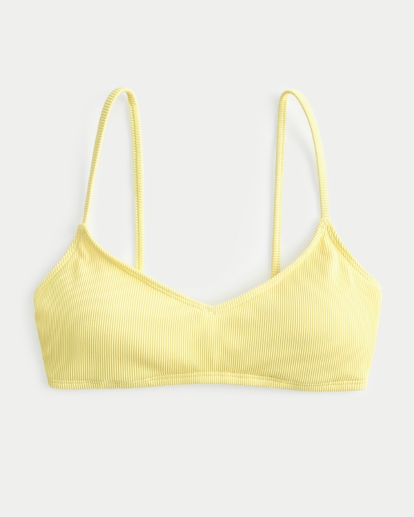Gilly Hicks Ribbed V-Neck Bikini Top, Lemonade Yellow