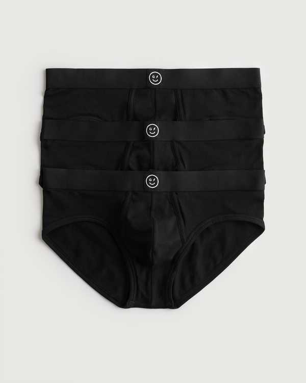 Black Pack of three cotton-blend briefs