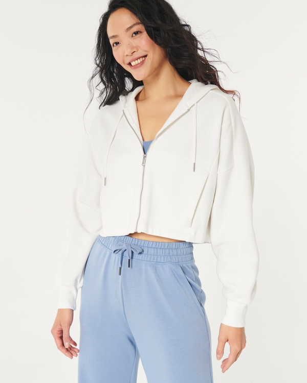 Gilly Hicks Crop Zip-Up Hoodie, Winter White