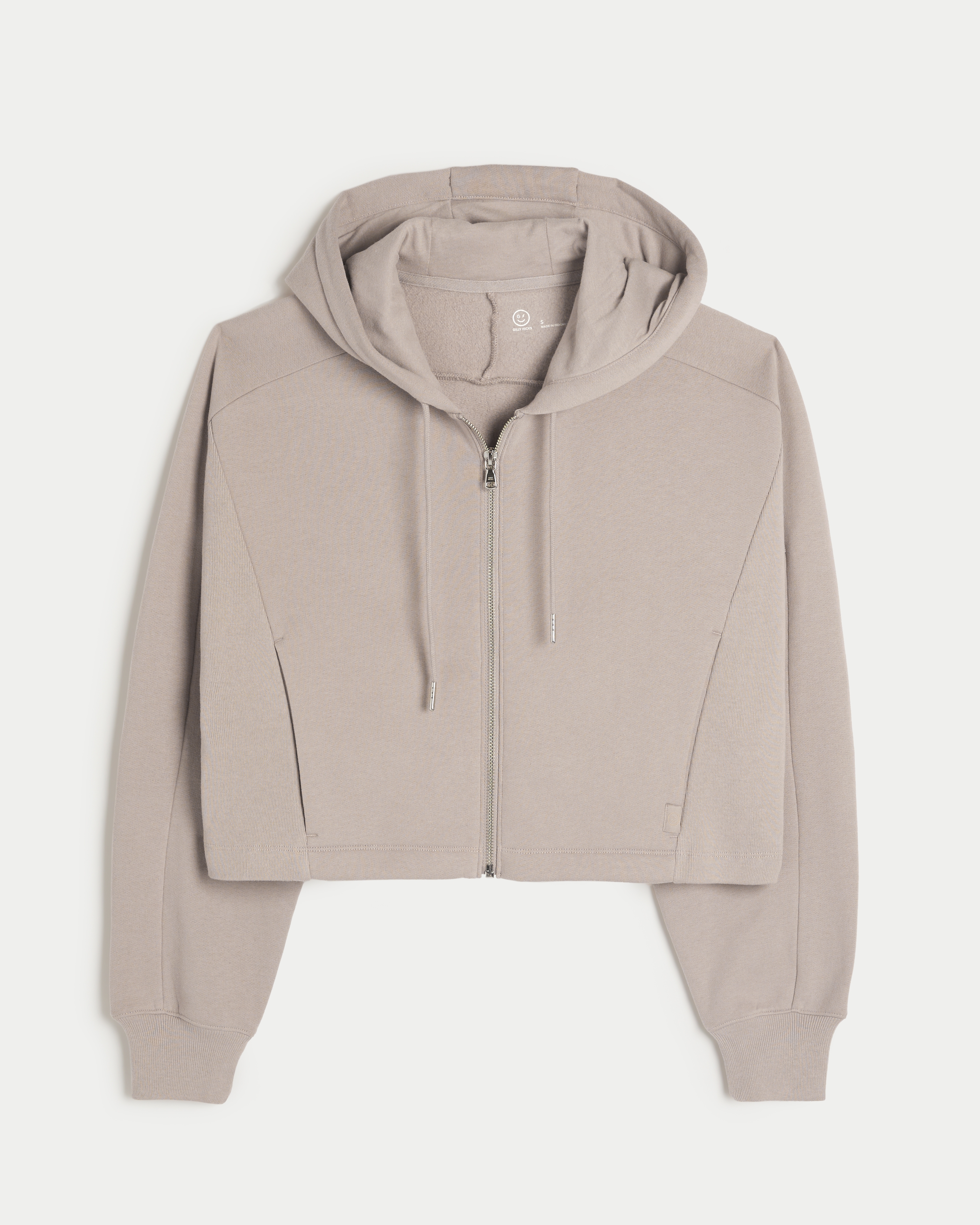 Grey zip up online hoodie cropped