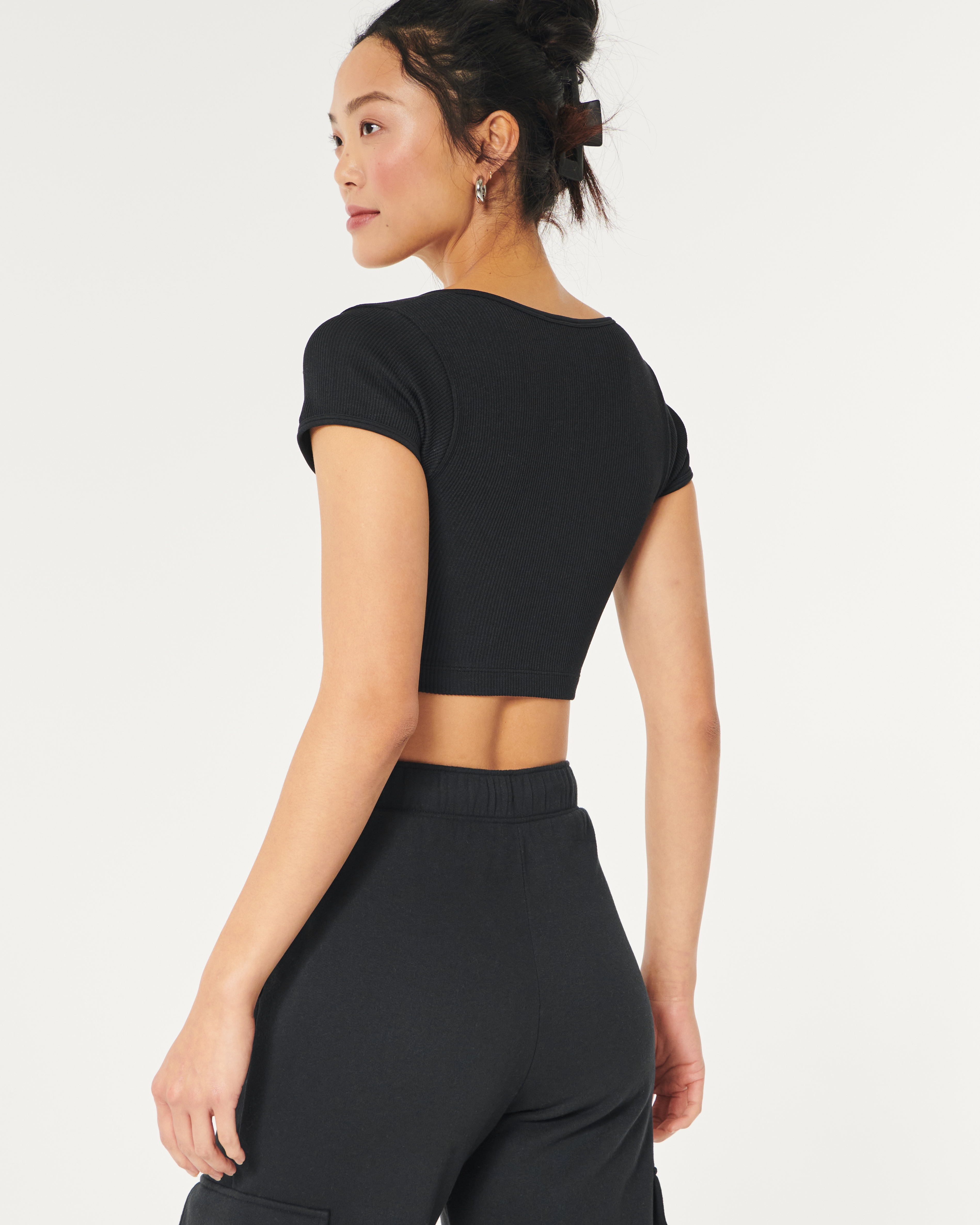 Gilly Hicks Ribbed Seamless Cinched Top