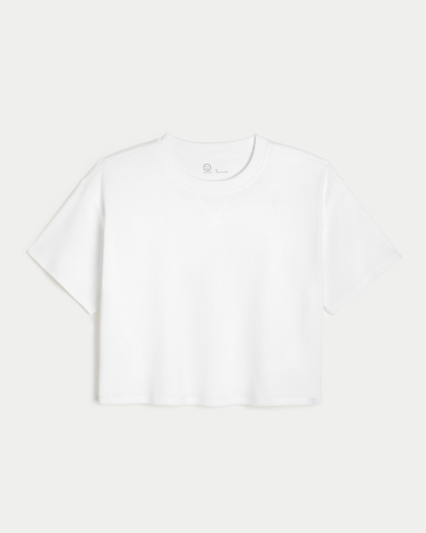 Gilly Hicks Ribbed Boxy Crew T-Shirt, White