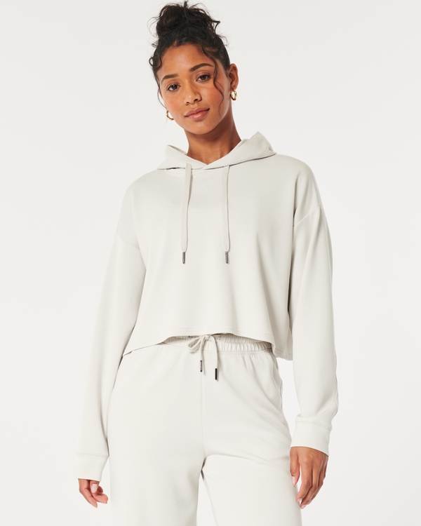 Womens Cropped Hoodies - Cropped Zip-Up Hoodie