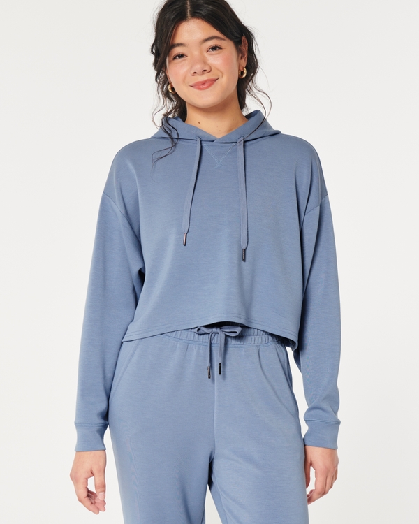 Gilly Hicks Active Crop Cooldown Hoodie, Blue