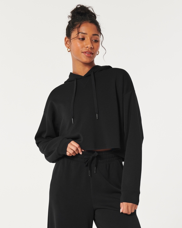 Womens Cropped Hoodies - Cropped Zip-Up Hoodie