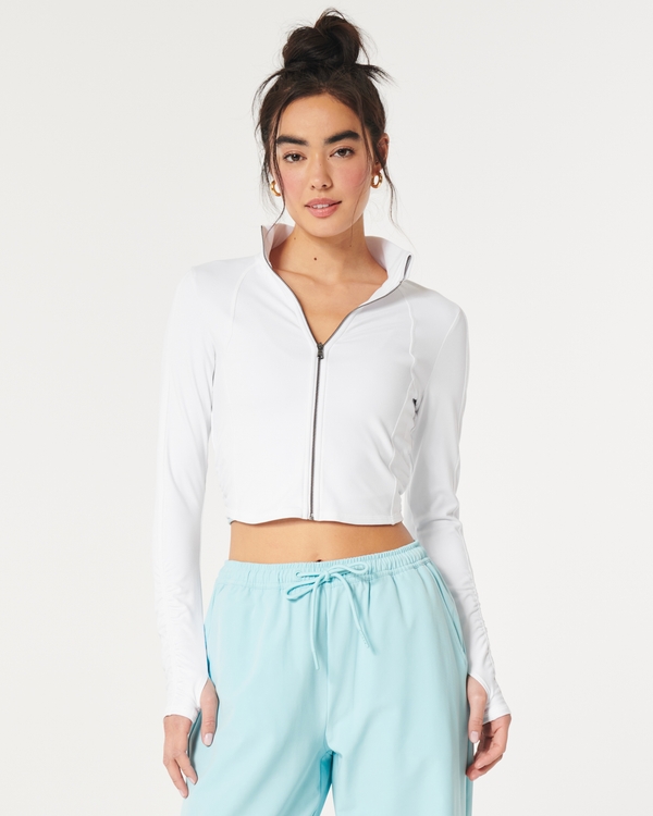 hollister slim crop full zip hoodie
