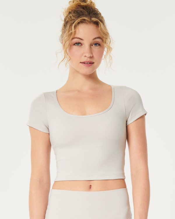 Gilly Hicks Active Recharge Wide-Neck T-Shirt, Stone