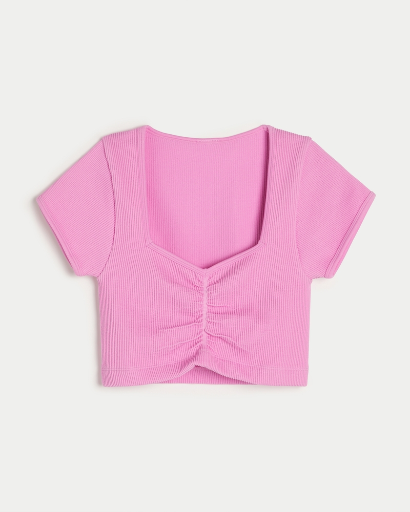 Hollister pink crop top deals