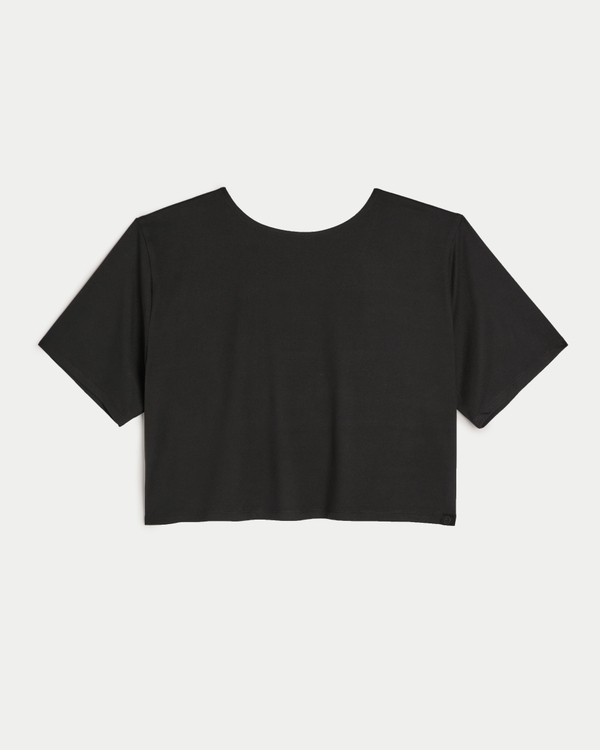 Gilly Hicks Active Reversible Crop T-Shirt, Black