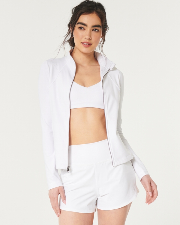 White zip discount up crop top