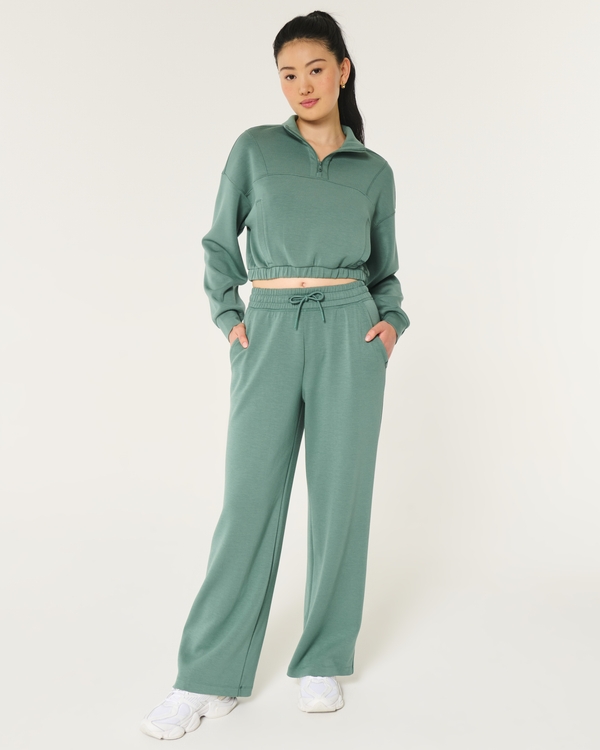 Gilly Hicks Active Cooldown Quarter-Zip Top, Forest Green view 2