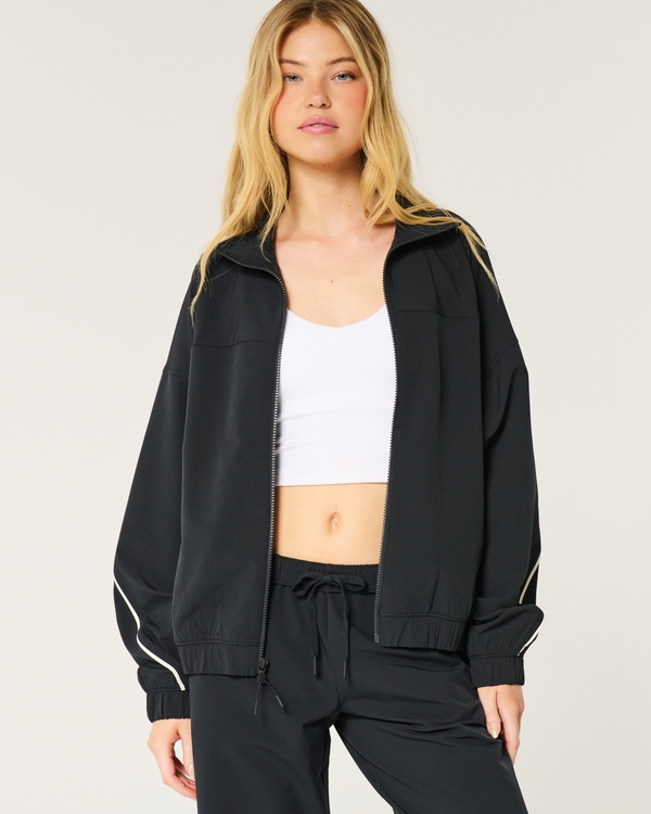 Gilly Hicks Cozy Lined Track Jacket, Black