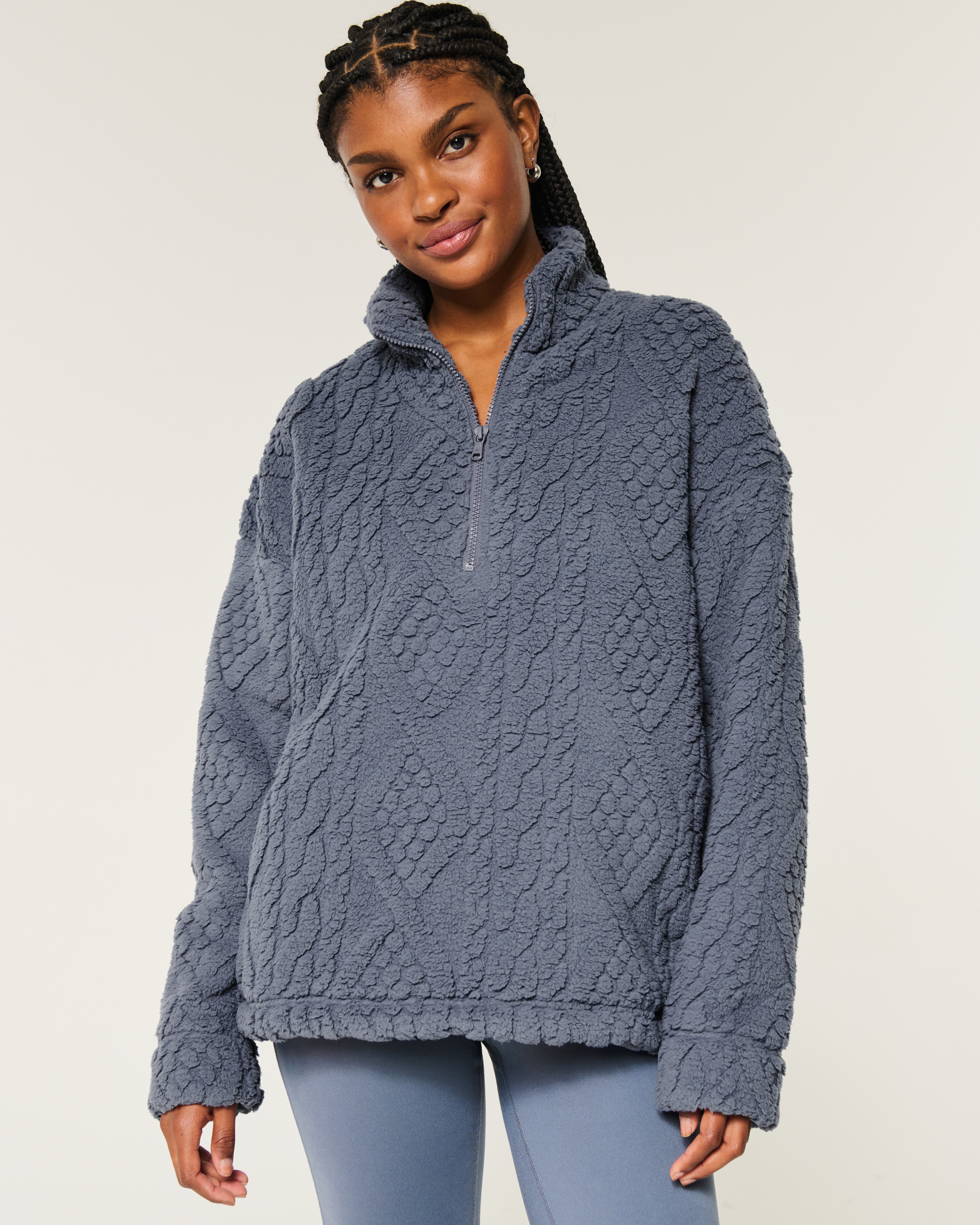 Gilly Hicks Oversized Cozy Quarter Zip Top