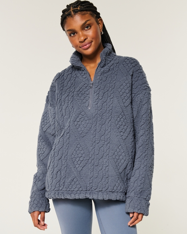 Gilly Hicks Cozy Quarter-Zip Sweatshirt, Grey Blue