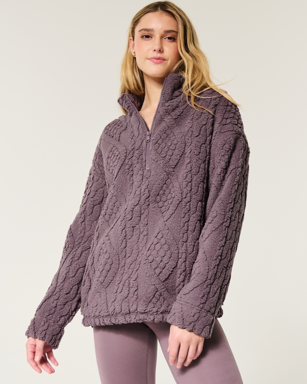 Gilly Hicks Cozy Quarter-Zip Sweatshirt, Dark Mauve