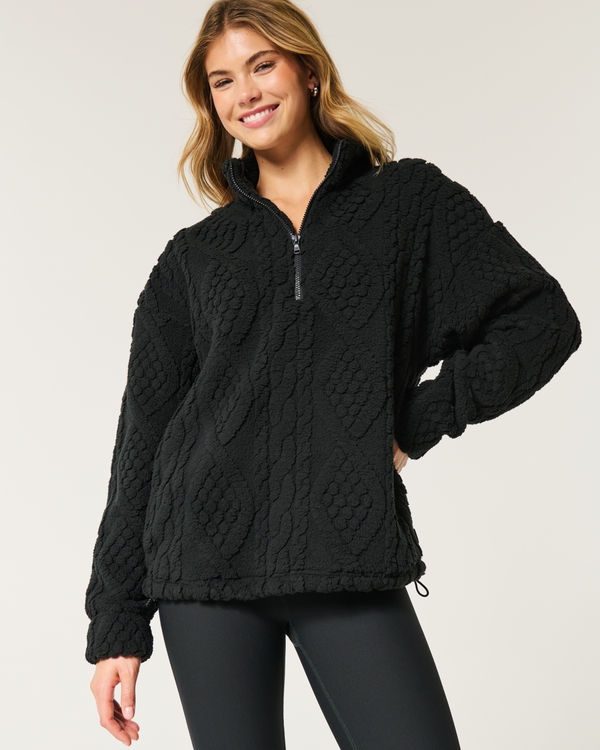 Gilly Hicks Cozy Quarter-Zip Sweatshirt, Black