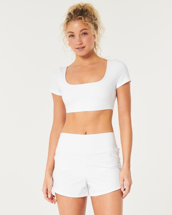 Gilly Hicks Active Recharge Crop Square-Neck Top, White