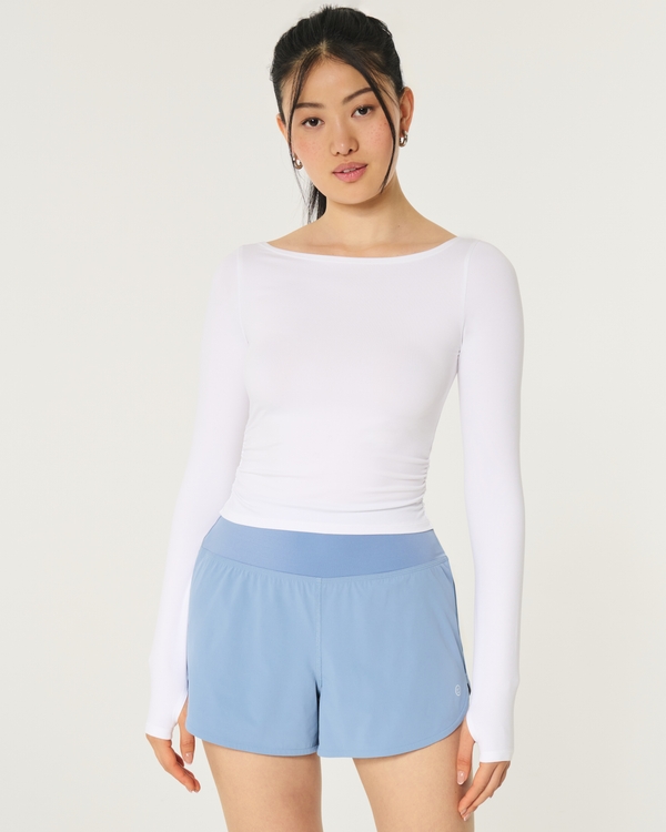 Gilly Hicks Active Knit Boat-Neck Top