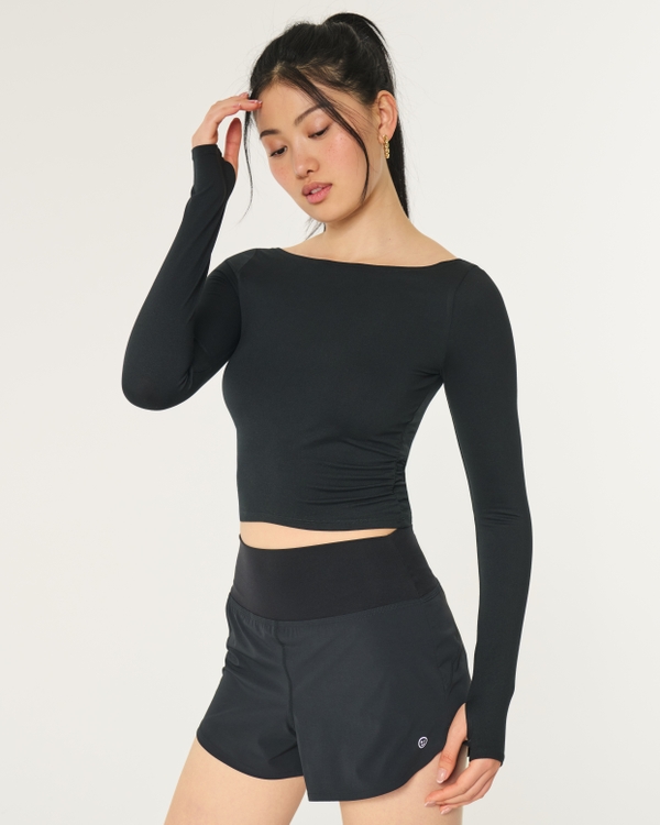 Gilly Hicks Active Knit Boat-Neck Top