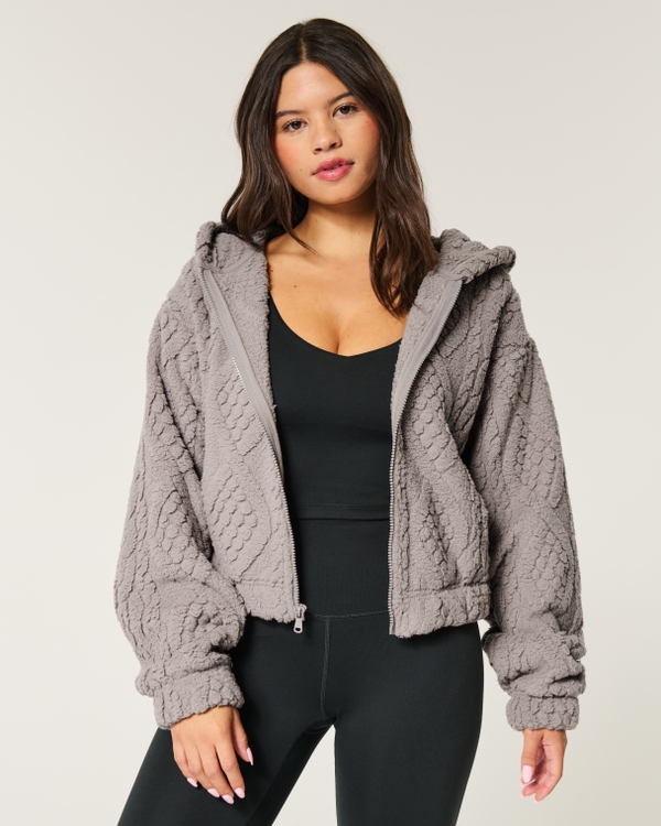 Gilly Hicks Cozy Zip-Up Hoodie, Light Mocha