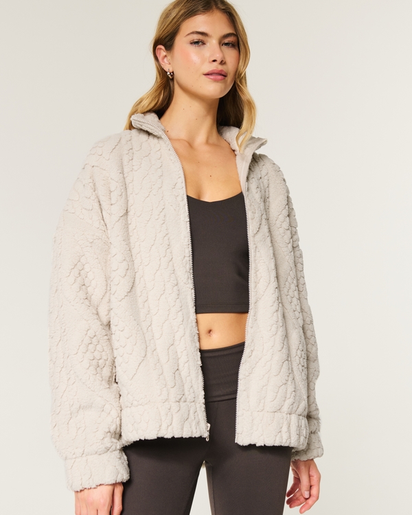 Gilly Hicks Cozy Zip-Up Sweatshirt, Stone