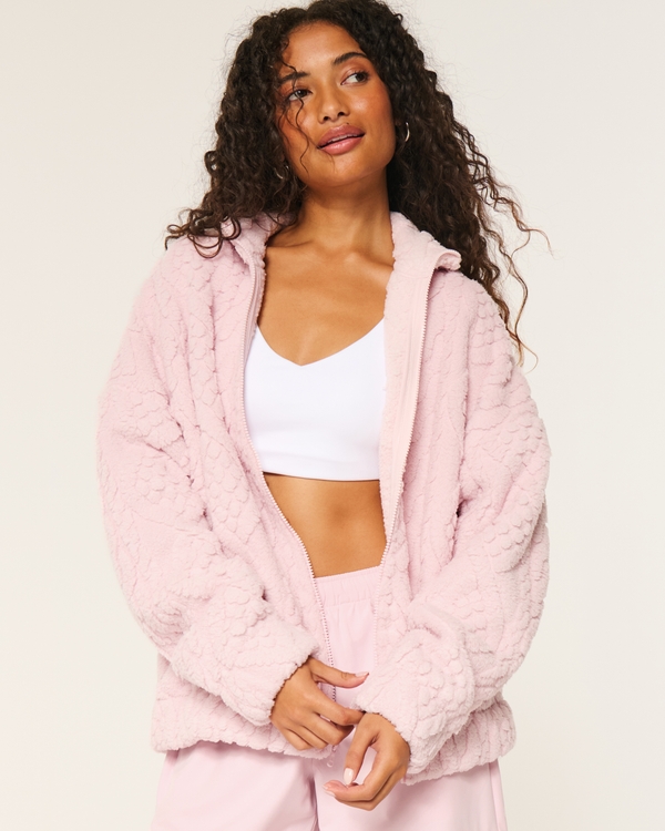 Gilly Hicks Cozy Zip-Up Sweatshirt, Petal Pink