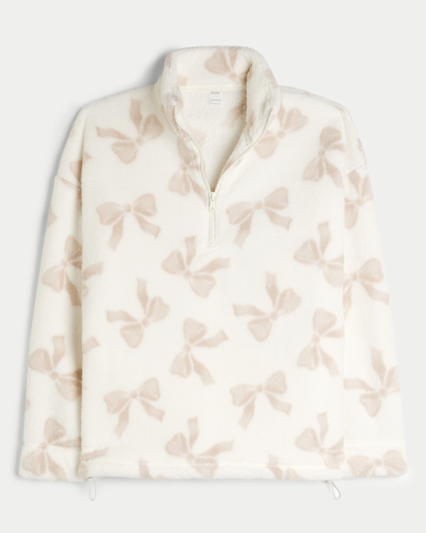 Gilly Hicks Cozy Quarter-Zip Sweatshirt, Cream Pattern