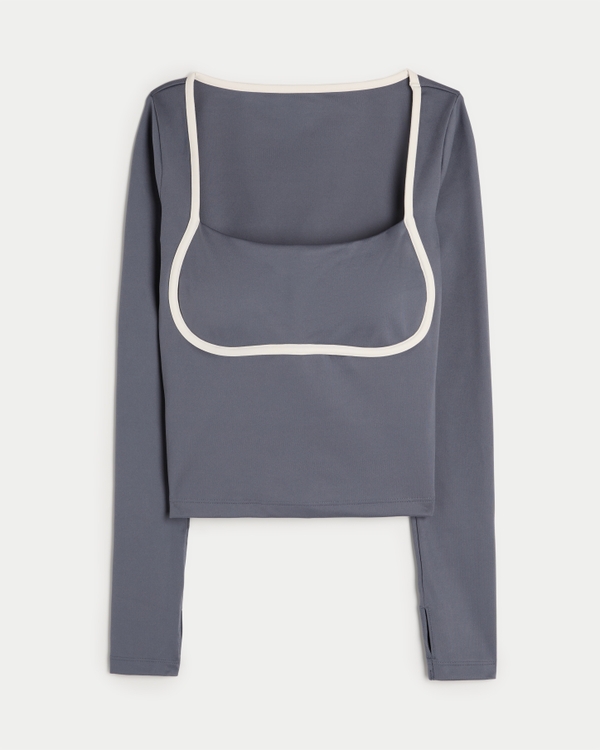 Gilly Hicks Active Recharge Under-Bust Long-Sleeve Top, Dark Grey view 1