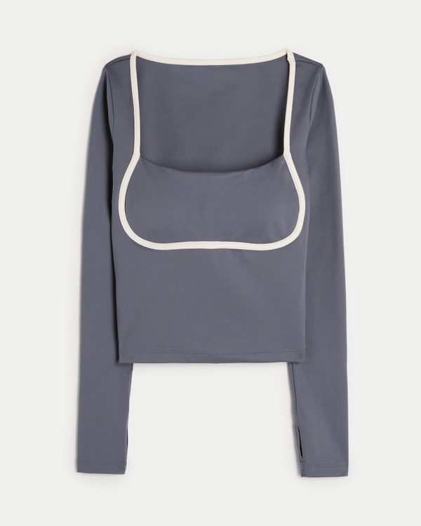 Gilly Hicks Active Recharge Under-Bust Long-Sleeve Top, Dark Grey