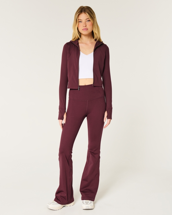 Gilly Hicks Active Recharge Hooded Crop Zip-Up Top, Mulberry view 2