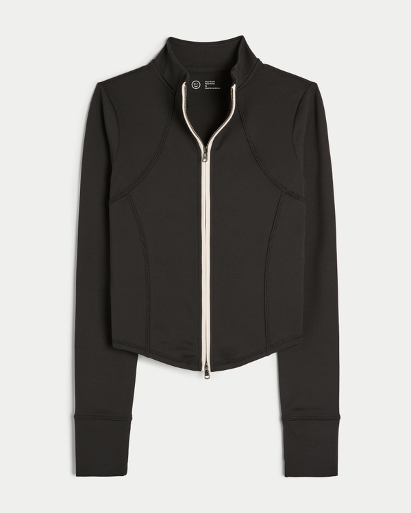 Gilly Hicks Active Recharge 2-Way Zip-Up Jacket, Black Stripe view 1