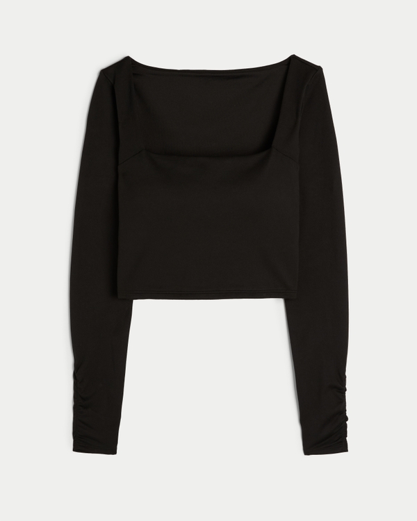 Gilly Hicks Active Recharge Square-Neck Top, Black view 1
