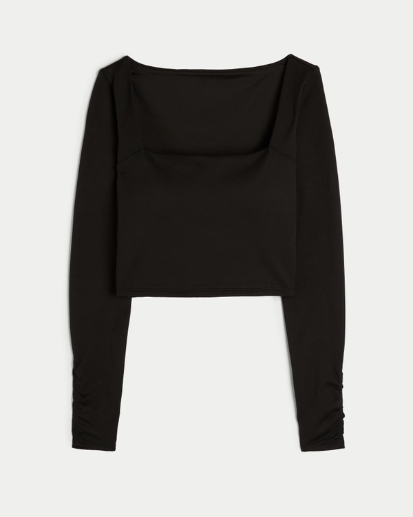 Gilly Hicks Active Recharge Square-Neck Top, Black