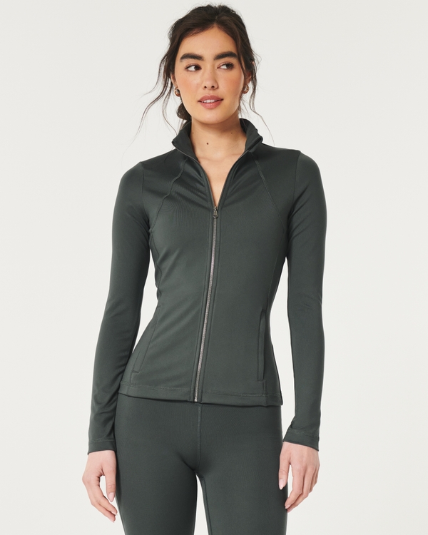 Gilly Hicks Active Recharge Zip-Up Jacket, Shadow Green