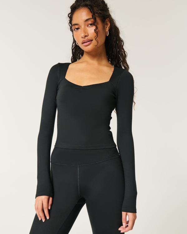 Gilly Hicks Active Recharge Ruched Sweetheart Top, Black view 1
