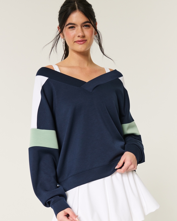 Gilly Hicks Active Cooldown Off-the-Shoulder Top, Navy view 1