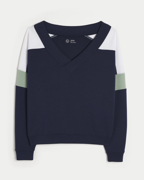 Gilly Hicks Active Cooldown Off-the-Shoulder Top, Navy view 1