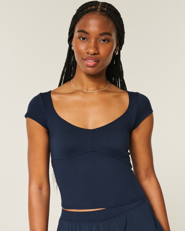 Gilly Hicks Active Tie-Back Ballet Top, Navy view 1