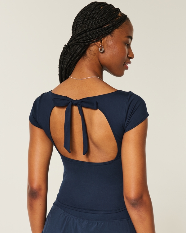 Gilly Hicks Active Tie-Back Ballet Top, Navy view 2
