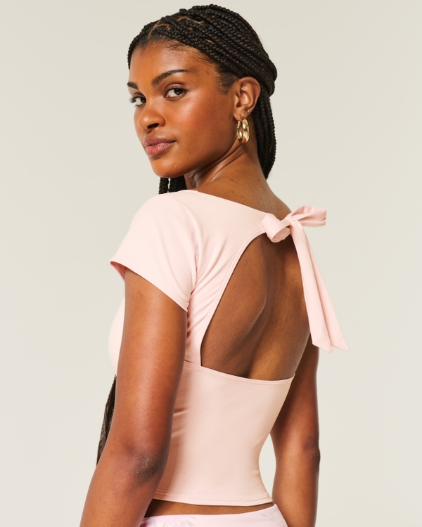 Gilly Hicks Active Tie-Back Ballet Top, Light Lilac view 2