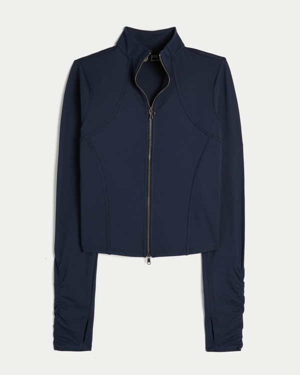 Gilly Hicks Active Recharge Bow Double Zip Jacket, Navy view 1