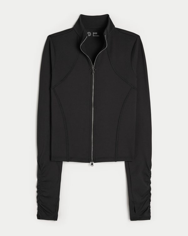 Gilly Hicks Active Recharge Bow Double Zip Jacket, Black view 1