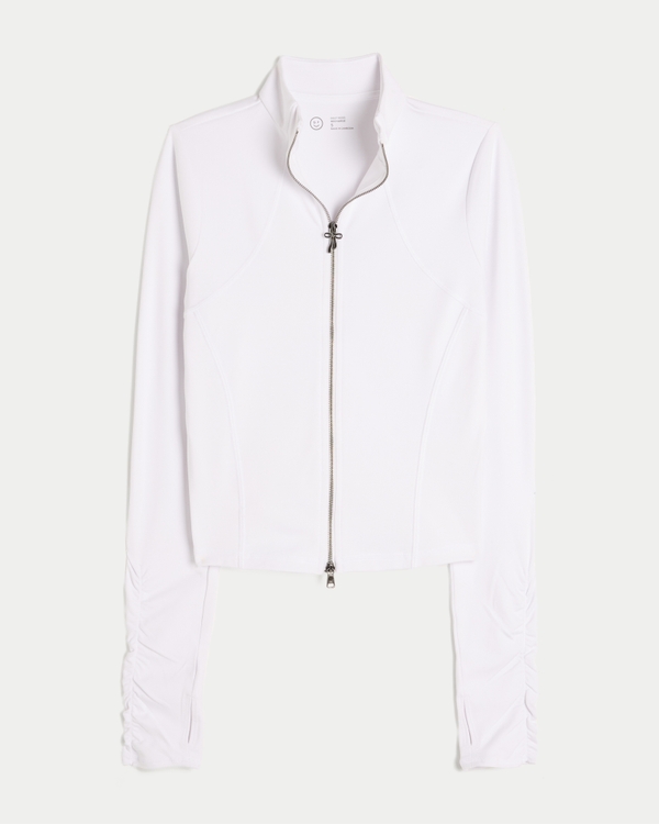Gilly Hicks Active Recharge Bow Double Zip Jacket, White view 1