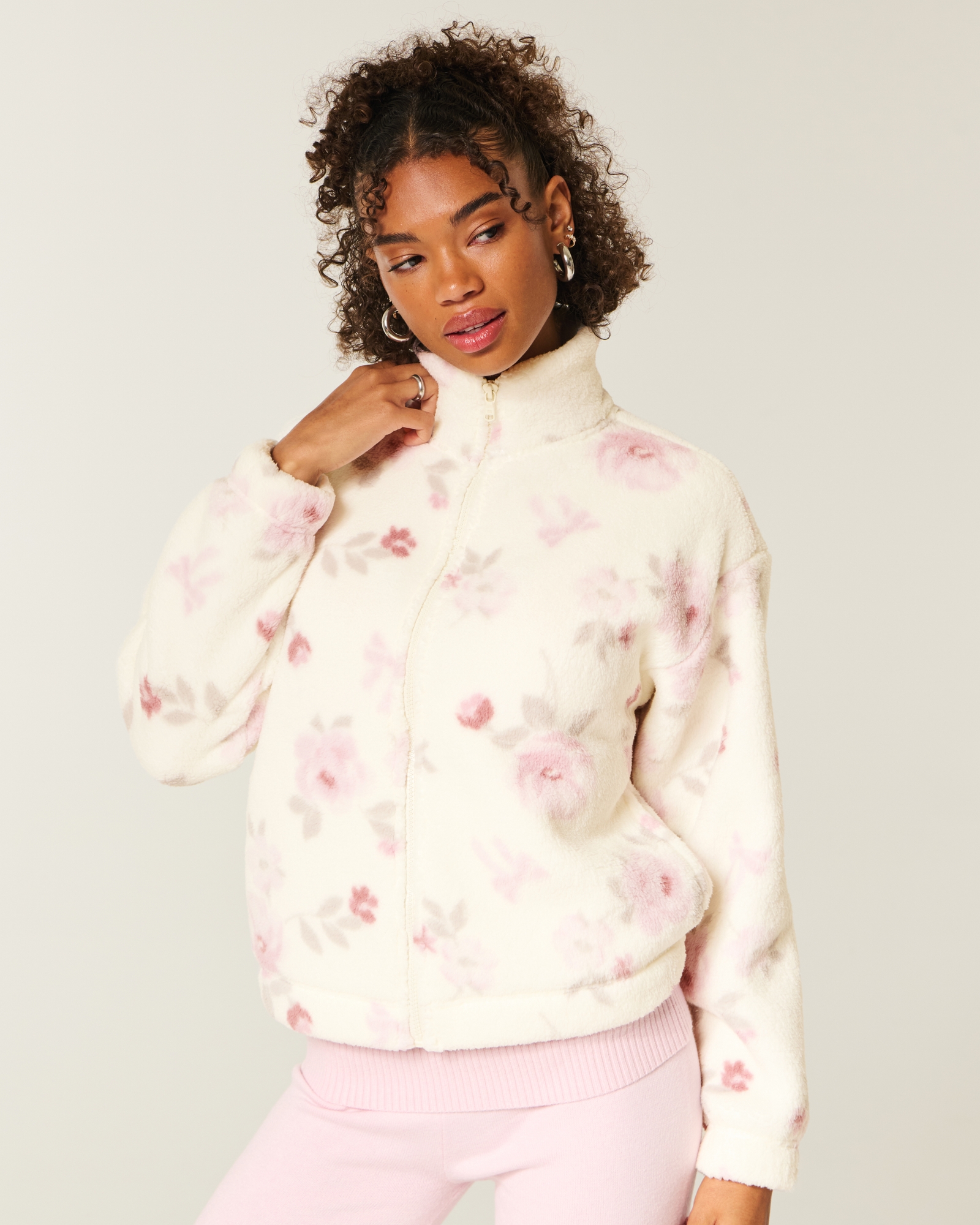 Hollister Gilly Hicks Embroidered Full Zip Sweatshirt X-Small - White Womens